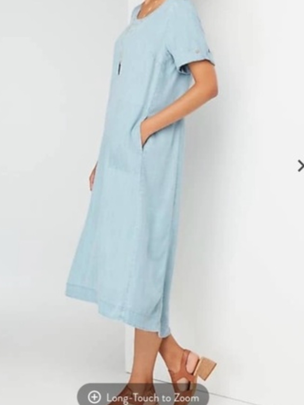 J. Jill Denim Light Blue Casual Tencel Midi Dress with Pockets - Picture 3 of 12